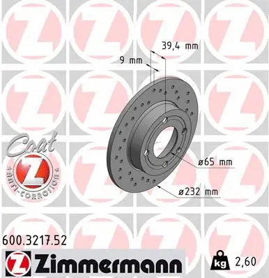 600.3217.52 ZIMMERMANN Тормозной диск (фото 1)
