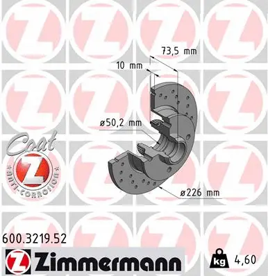 600.3219.52 ZIMMERMANN Тормозной диск (фото 1)