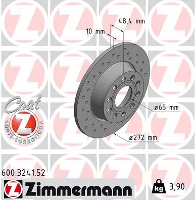 600.3241.52 ZIMMERMANN Тормозной диск (фото 1)
