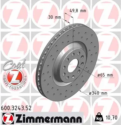 600.3243.52 ZIMMERMANN Тормозной диск (фото 1)