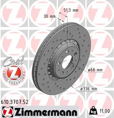 610.3707.52 ZIMMERMANN Тормозной диск (фото 1)