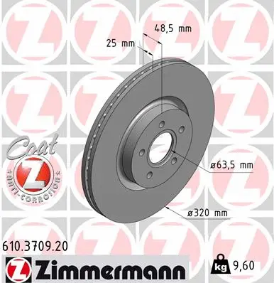 610.3709.20 ZIMMERMANN Тормозной диск (фото 1)