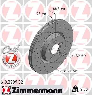 610.3709.52 ZIMMERMANN Тормозной диск (фото 1)