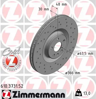 610.3731.52 ZIMMERMANN Тормозной диск (фото 1)