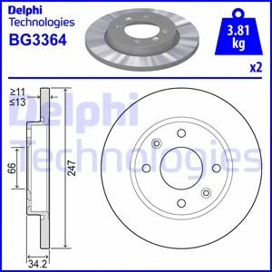 BG3364 DELPHI Тормозной диск (фото 1)
