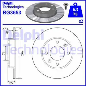 BG3653 DELPHI Тормозной диск (фото 1)
