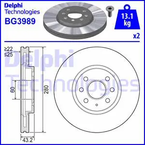 BG3989 DELPHI Тормозной диск (фото 1)