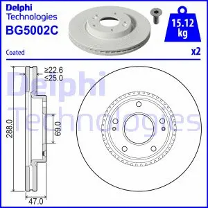 BG5002C DELPHI Тормозной диск (фото 1)