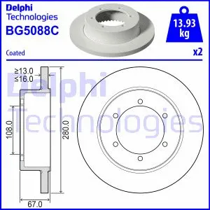 BG5088C DELPHI Тормозной диск (фото 1)