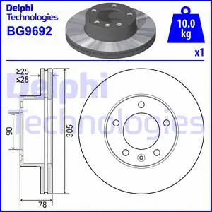 BG9692 DELPHI Тормозной диск (фото 1)