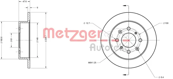 6110081 METZGER Тормозной диск (фото 2)