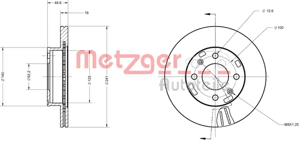 6110160 METZGER Тормозной диск (фото 2)