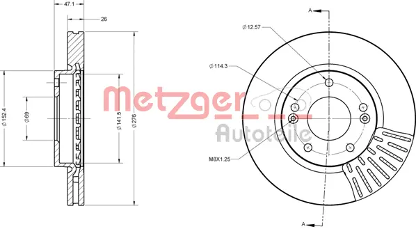 6110235 METZGER Тормозной диск (фото 2)