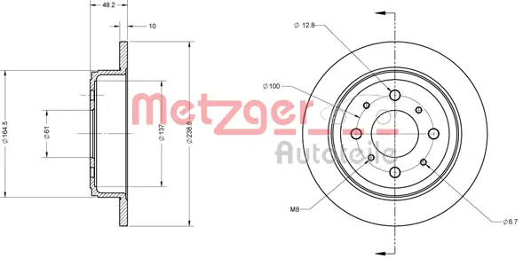 6110244 METZGER Тормозной диск (фото 2)