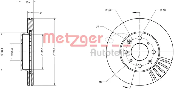 6110454 METZGER Тормозной диск (фото 2)