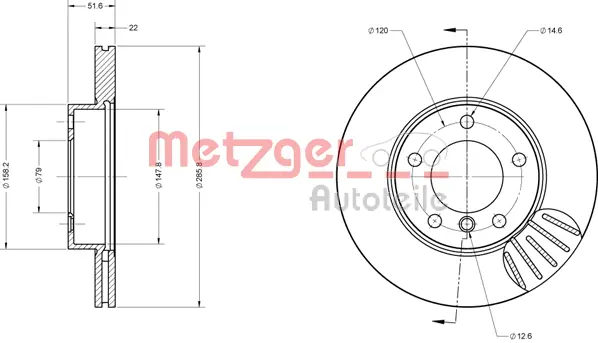 6110712 METZGER Тормозной диск (фото 2)