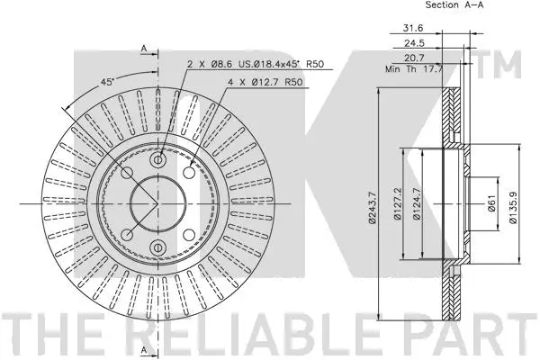 203925 NK Тормозной диск (фото 3)