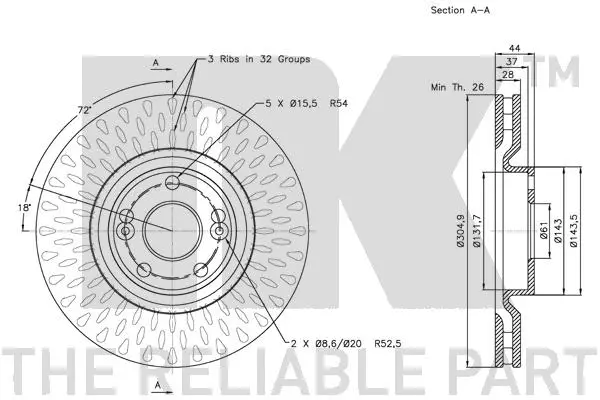 203942 NK Тормозной диск (фото 3)