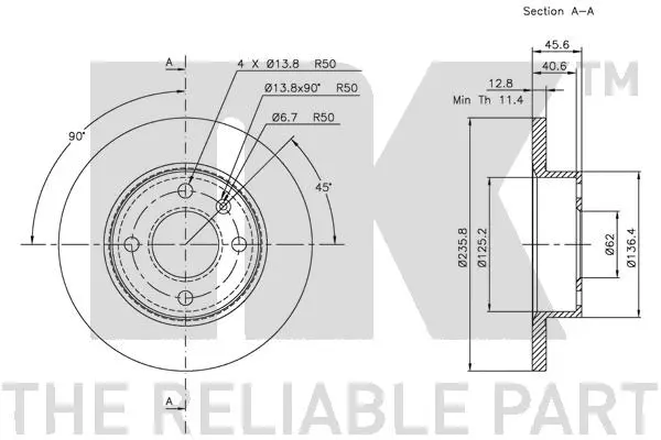 204305 NK Тормозной диск (фото 3)