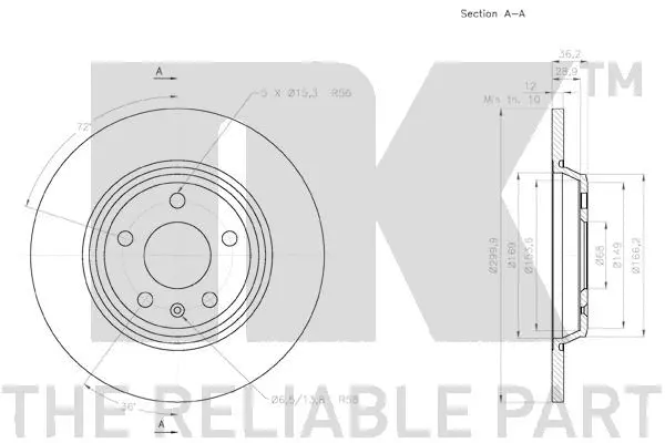 2047129 NK Тормозной диск (фото 3)