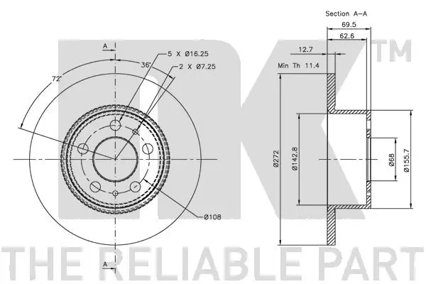 204802 NK Тормозной диск (фото 2)