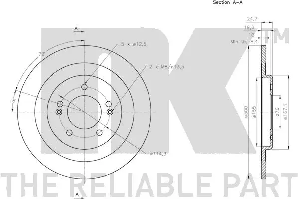 313444 NK Тормозной диск (фото 3)