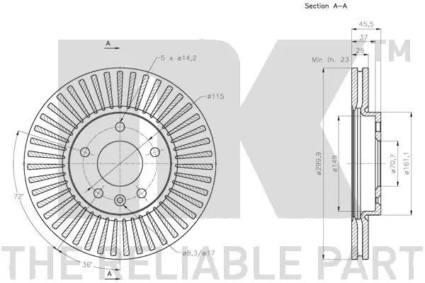 315015 NK Тормозной диск (фото 3)