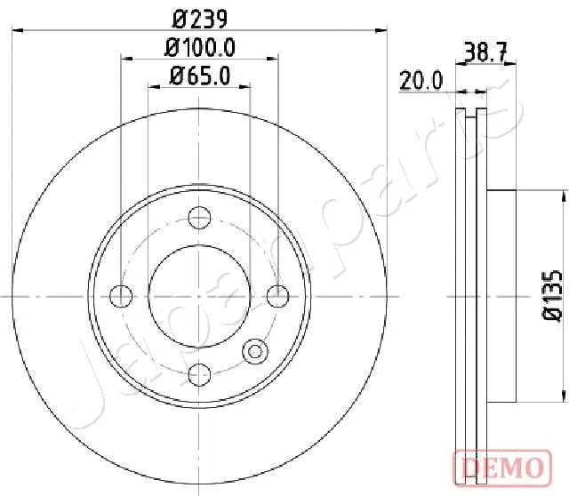 DI-0939C JAPANPARTS Тормозной диск (фото 1)