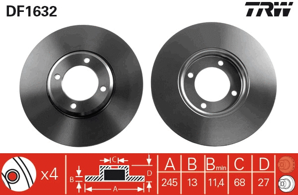 DF1632 TRW Тормозной диск (фото 1)