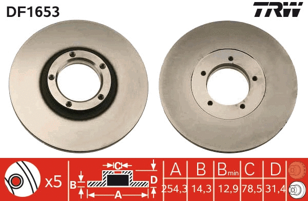 DF1653 TRW Тормозной диск (фото 1)