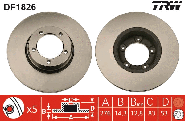 DF1826 TRW Тормозной диск (фото 1)