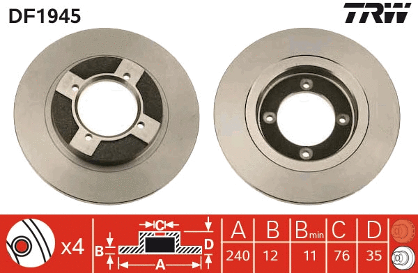 DF1945 TRW Тормозной диск (фото 1)