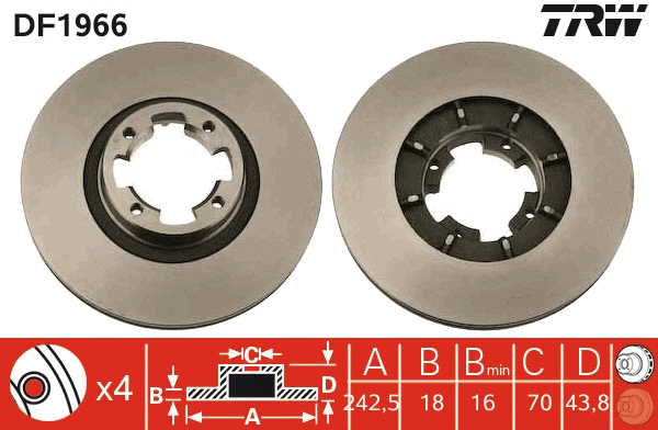 DF1966 TRW Тормозной диск (фото 1)