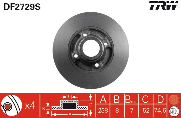 DF2729S TRW Тормозной диск (фото 1)