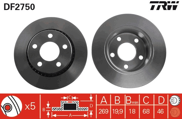 DF2750 TRW Тормозной диск (фото 1)