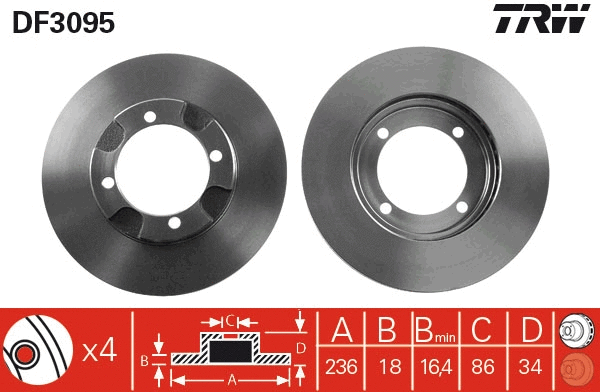 DF3095 TRW Тормозной диск (фото 1)