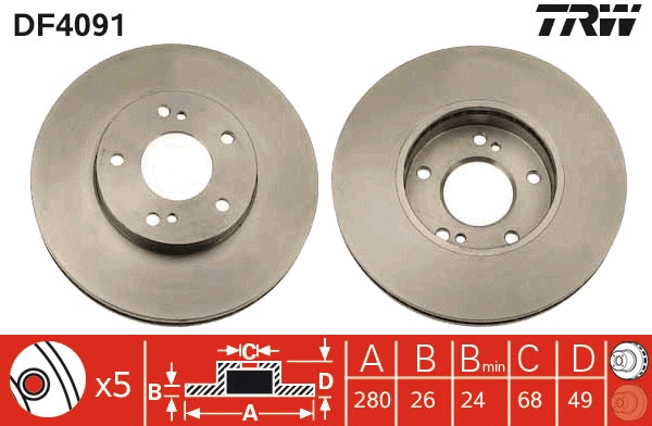 DF4091 TRW Тормозной диск (фото 1)