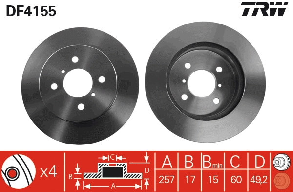 DF4155 TRW Тормозной диск (фото 1)