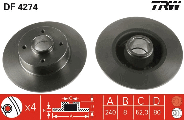 DF4274 TRW Тормозной диск (фото 1)