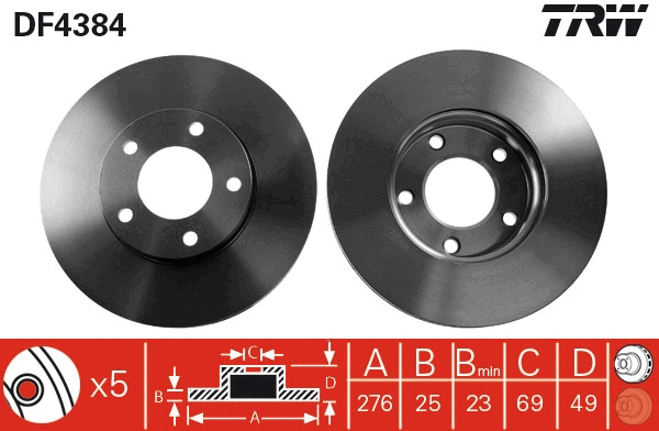 DF4384 TRW Тормозной диск (фото 1)