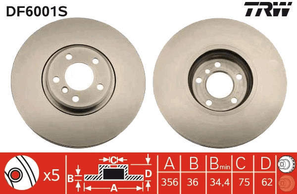 DF6001S TRW Тормозной диск (фото 1)