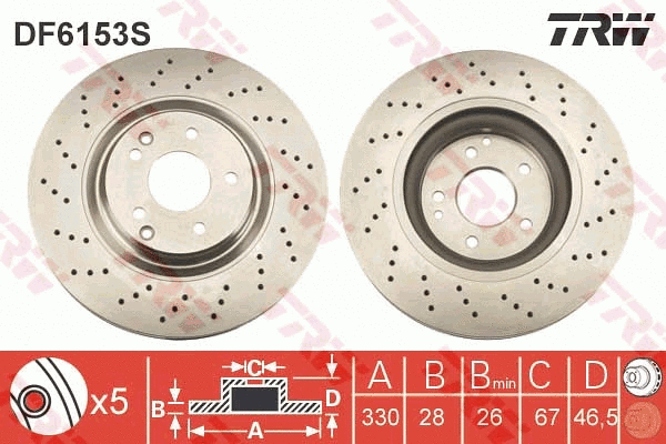 DF6153S TRW Тормозной диск (фото 1)