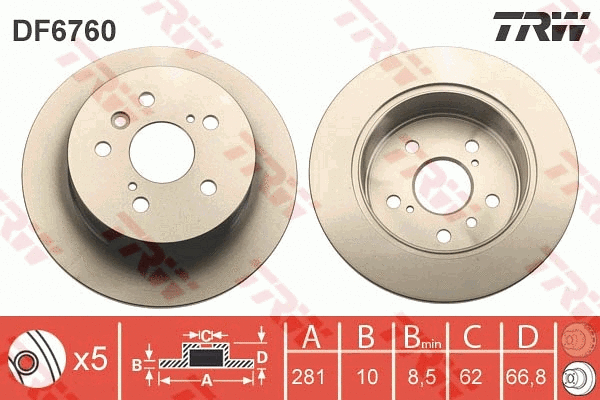 DF6760 TRW Тормозной диск (фото 1)