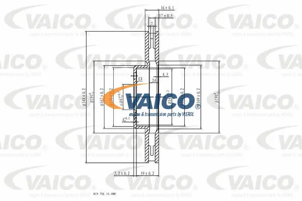 V20-40043 VAICO Тормозной диск (фото 2)