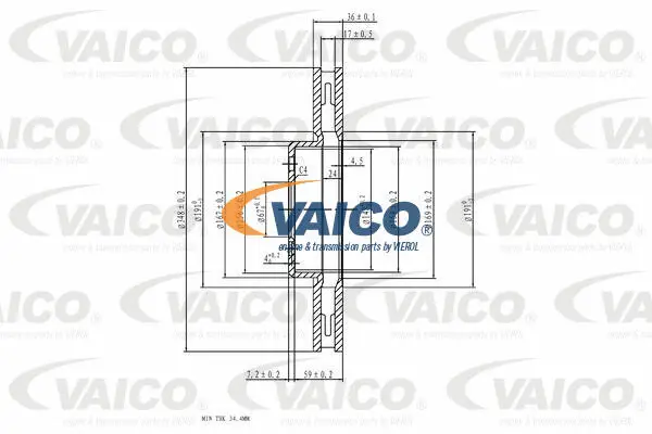 V20-40044 VAICO Тормозной диск (фото 2)