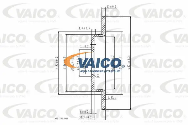 V25-40212 VAICO Тормозной диск (фото 2)