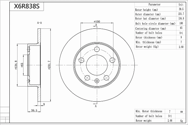 X6R838S AISIN Тормозной диск (фото 1)