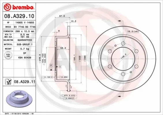 08.A329.10 A.B.S. Тормозной диск (фото 1)
