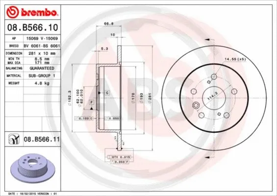 08.B566.11 A.B.S. Тормозной диск (фото 1)