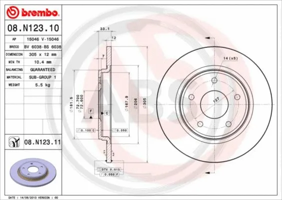 08.N123.11 A.B.S. Тормозной диск (фото 1)
